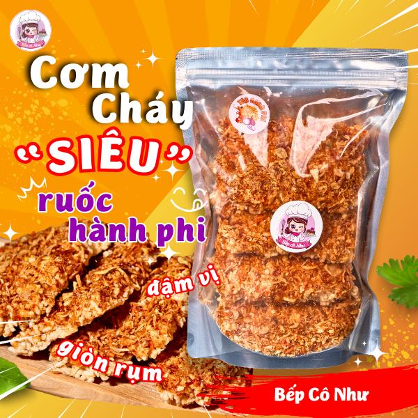 Cơm cháy Siêu ruốc hành phi ngon giòn rụm - Loại cay vừa - túi 250g | Đồ ăn vặt Bếp Cô Như | Snack Food