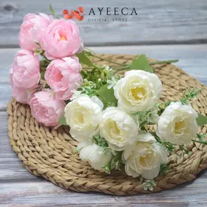 [COD] Ayeeca - Bouquet bunga P96 NAMPEO Mawar Peony Enam Kepala Kombinasi Hydra Flower Dekorasi Ruangan