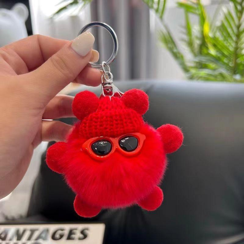 Product Introduction of Imitate Rex Rabbit Fur Little Briquette Elf Car Key Ring During Ins Online Influencer cute Plush Doll Bag Charm 19