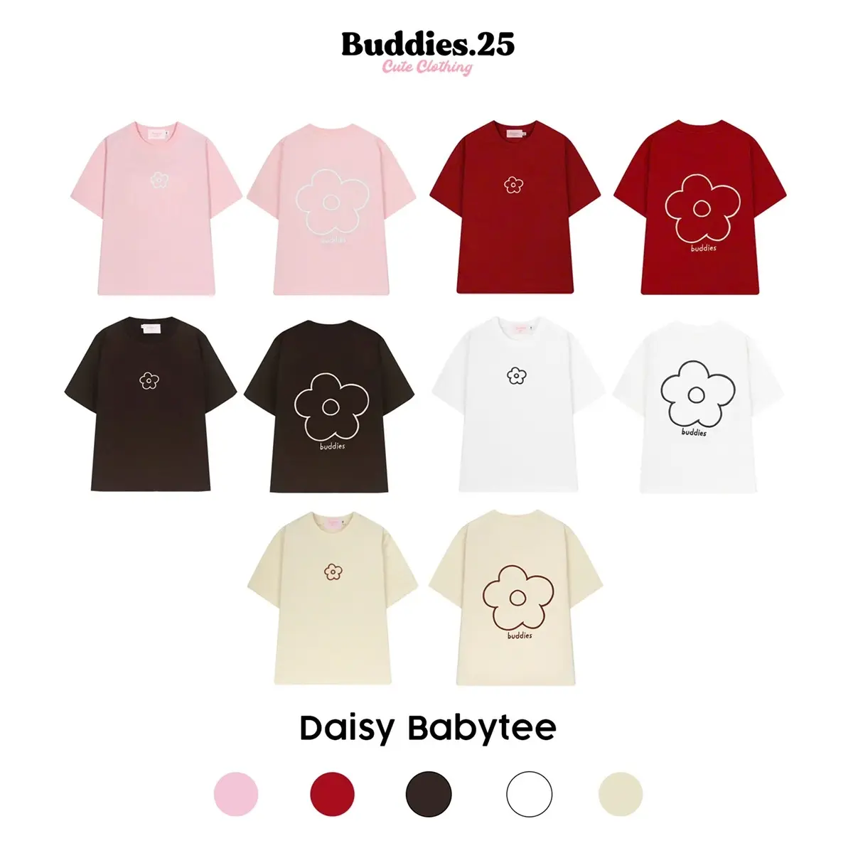 Áo Thun Babytee Nữ Thêu Hoa Daisy Nhỏ Hai Mặt Thời Trang Nữ