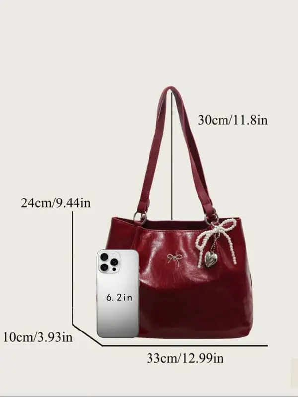 Women's Elegant Bowk Decorated Tote Bag, Fashionable Large Capacity Shoulder Bag for Daily Used, Casual Trendy Versatile High-quality Daily Commuting Bag 1
