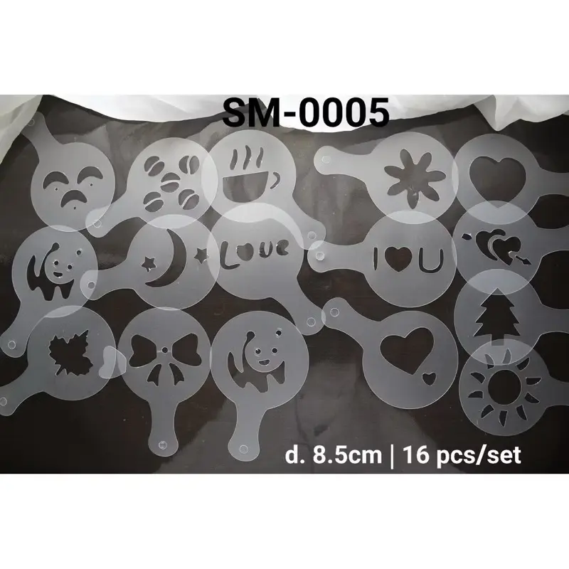 SM5 - Stencil Cetakan Kopi Icing Fondant (isi 16pcs)