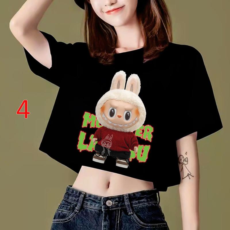 áo LABUBU áo hottrend, áo croptop rộng tay dài, croptop rộng, croptop sát nát, áo tập nữ, áo croptop vải mát mềm mịn hình in đẹp Women Cổ Tròn 4