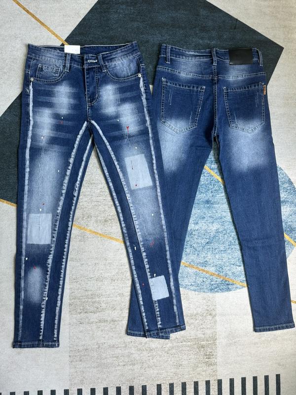(FREE SHIP) QUẦN JEANS XANH NAM DÀI WASH LOANG MÀU TẠO KIỂU , VẨY SƠN TRẮNG ĐỎ IN NỔI PHONG CÁCH - QUẦN BÒ JEANS NAM 2 ĐÁY CHẤT CO GIÃN CHUẨN FORM TÔN DÁNG Menswear Baggy Pants Có Túi