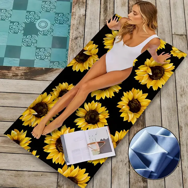 Sunflower Pattern Beach Towel, Quick Dry Lightweight Towel, Machine Washable Towel for Home, Outdoor Sports, Yoga, Travel, Bathroom, Pool, Camping, Picnic, Beach Days 7