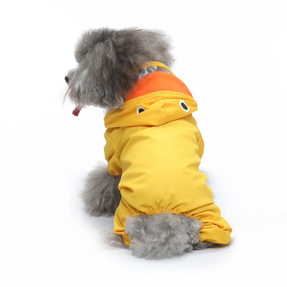 Baju Hujan Haiwan Peliharaan, Popular, Merentas Sempadan, Baju Hujan Berkaki Empat, Sesuai untuk Anjing Kecil, Dada dan Punggung Reflektif, Beg Pinggang dan Gaya Itik Ekor