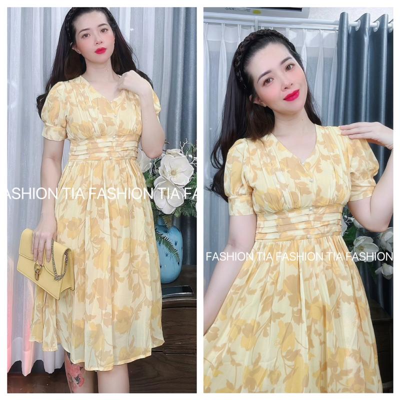Product Introduction of Đầm Voan xòe vàng hoa form thiết kế, xinh xắn, đi dự tiệc, đi chơi, du lịch, thoải mái, thời trang nữ. Dress Women 18