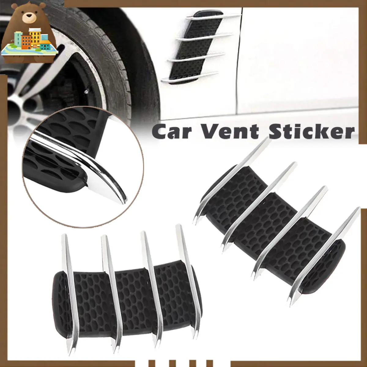 2pcs Car Vent Sticker Universal Sirip Samping Mobil Shark Gills Stiker Dekorasi Side Air Flow Vent