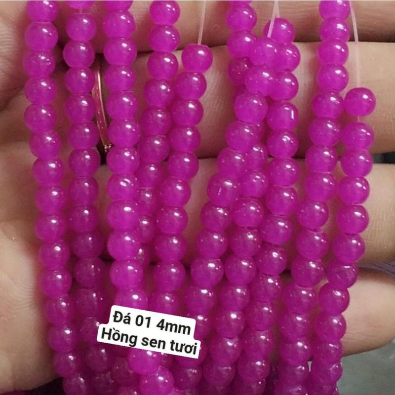 25g Đá 4mm giả ngọc có lỗ xỏ làm vòng tay vòng cổ (DA01) 6