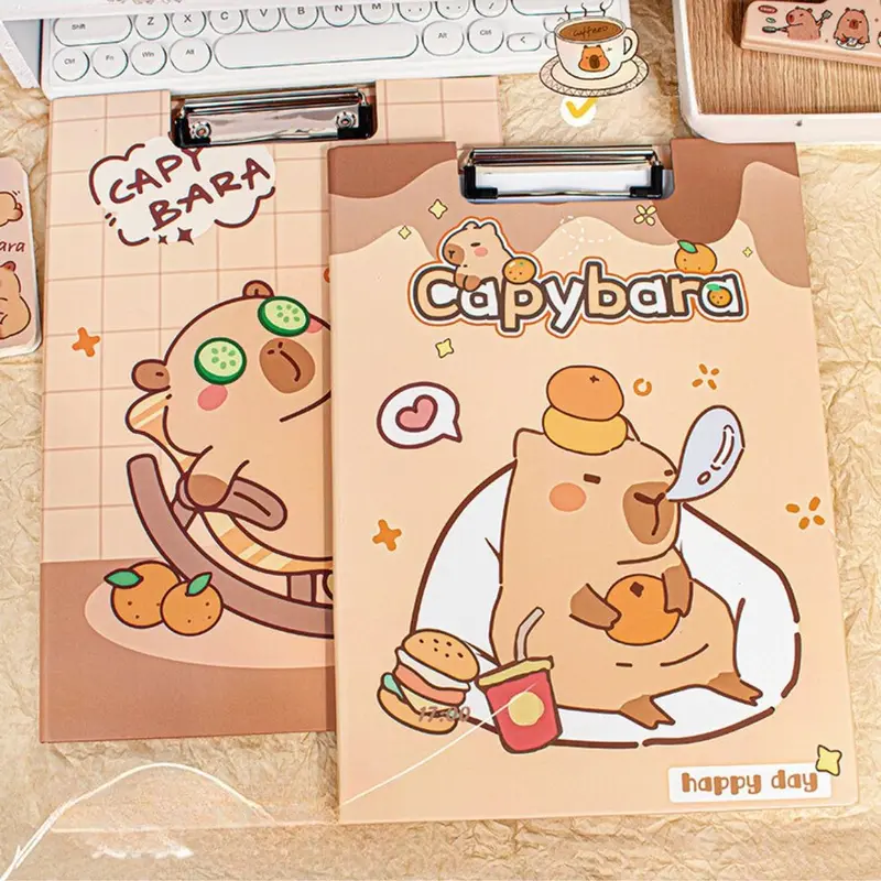 TOPER Papan Jalan Ujian Capybara With Cover Buka Tutup A4 Clipboard Lucu Motif Kapibara Tebal Aesthetic Cute Estetik 2