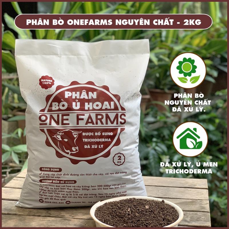 [Mua 5 tặng 1] 2kg phân bò One farms, phân bò ủ hoai, phân bò hữu cơ đã qua xử lý an toàn cho người dùng.