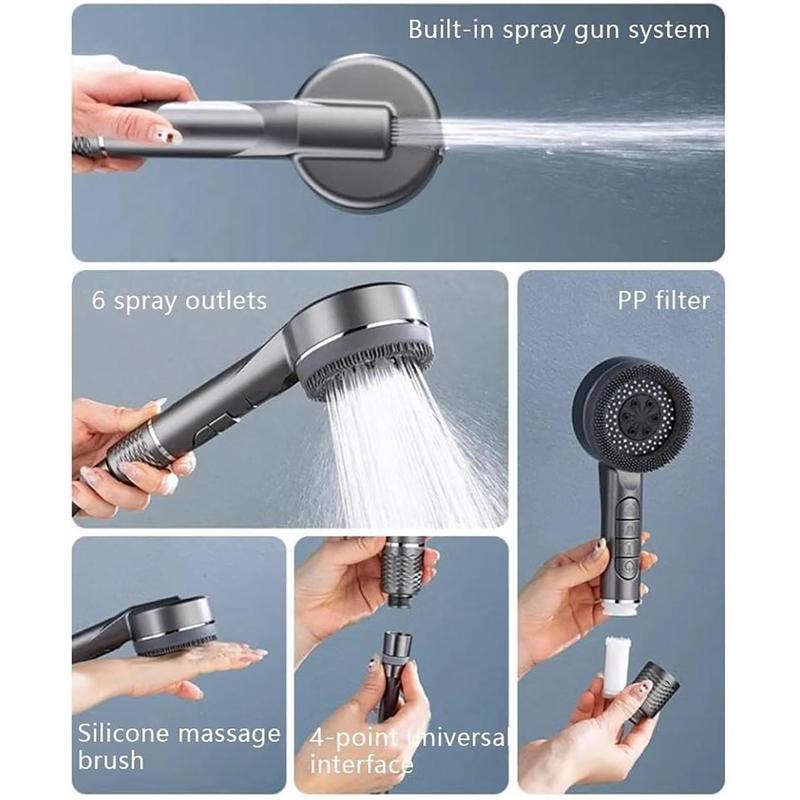Shower Head Set, 3 Counts/set Including Handheld Shower Head & Hose & Holder, High Pressure Shower Head Set, Bathroom Shower Equipment 2