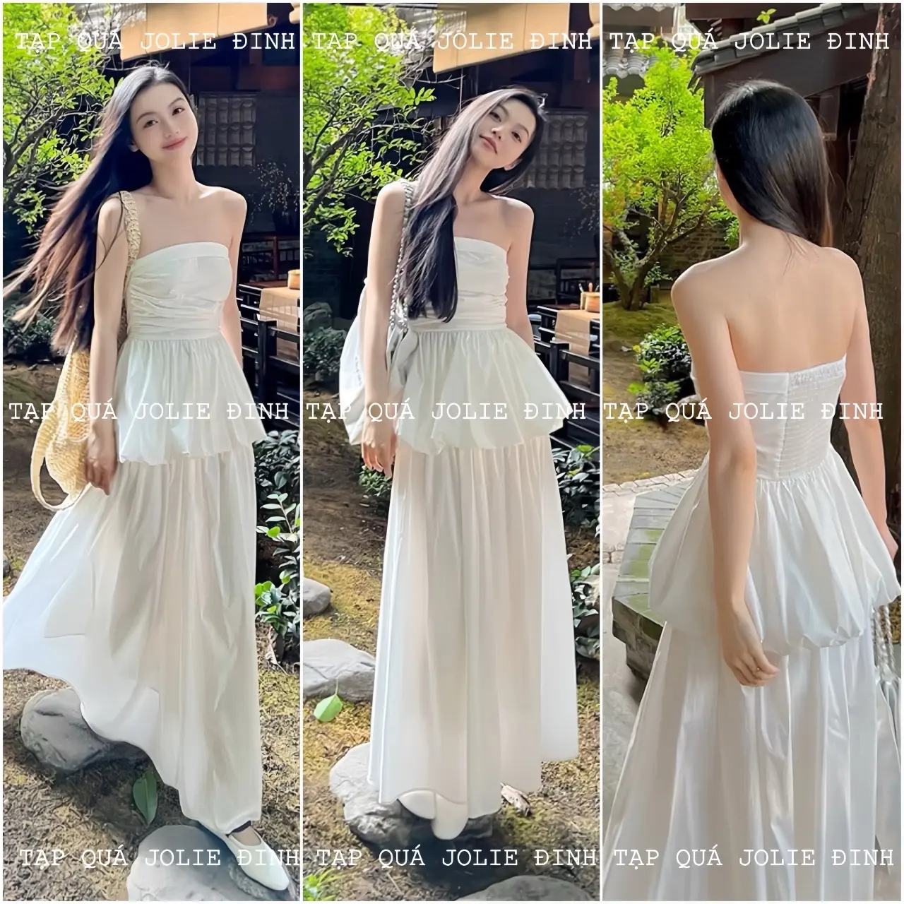 SET ÁO CÚP NGỰC BỒNG + CHÂN VÁY MIDI XOÈ DÁNG DÀI HAI LỚP NỮ FREESIZE >55KG