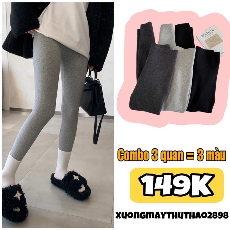 Sét 3 quần legging len tăm co dãn cạp cao
