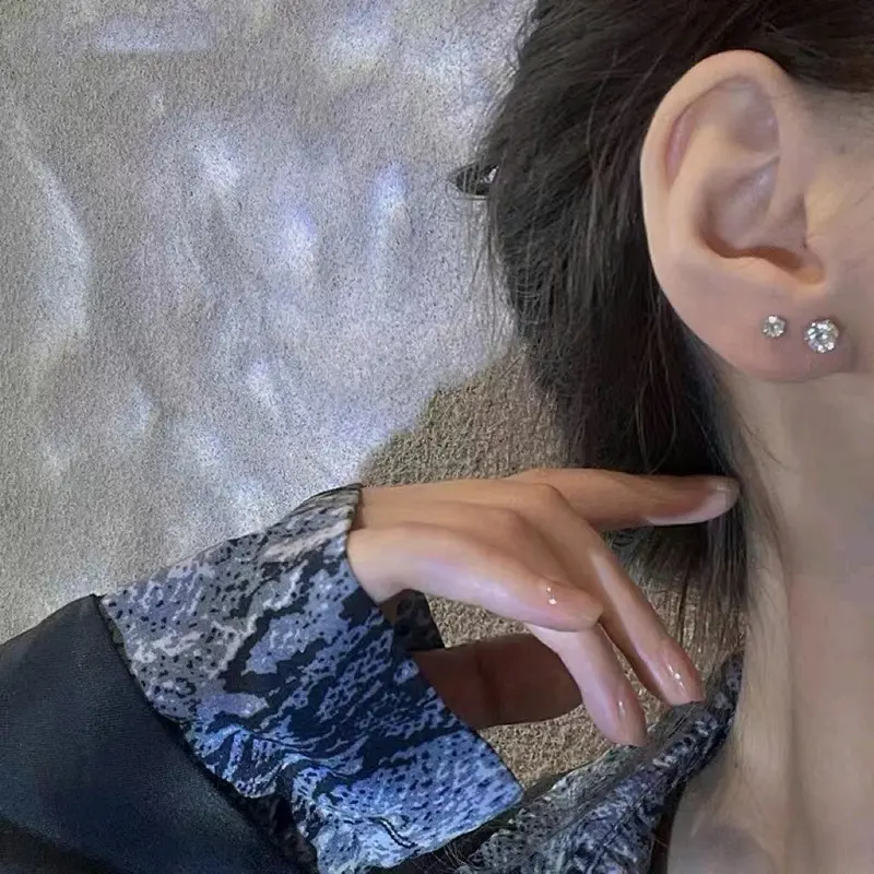 Khuyên tai nữ nam nụ đá tròn - Bông tai nam nữ nhiều size ZaZa.accessories 6