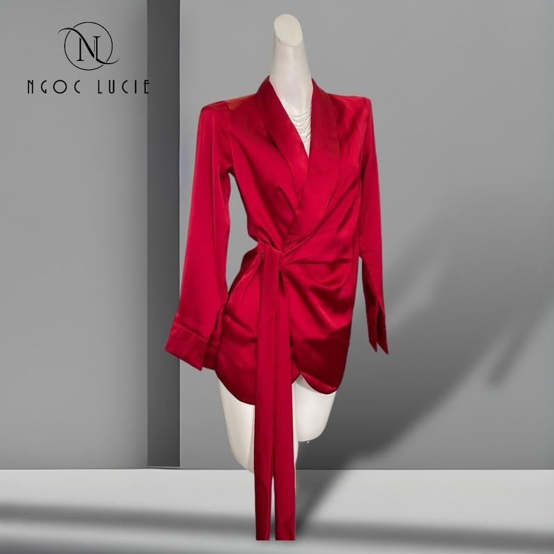 D636 - Áo Giấu Quần Siêu Ngắn Lụa Tô Châu Tay Dài Thanh Lịch, Sang Chảnh - Ngọc Lucie Nữ Áo