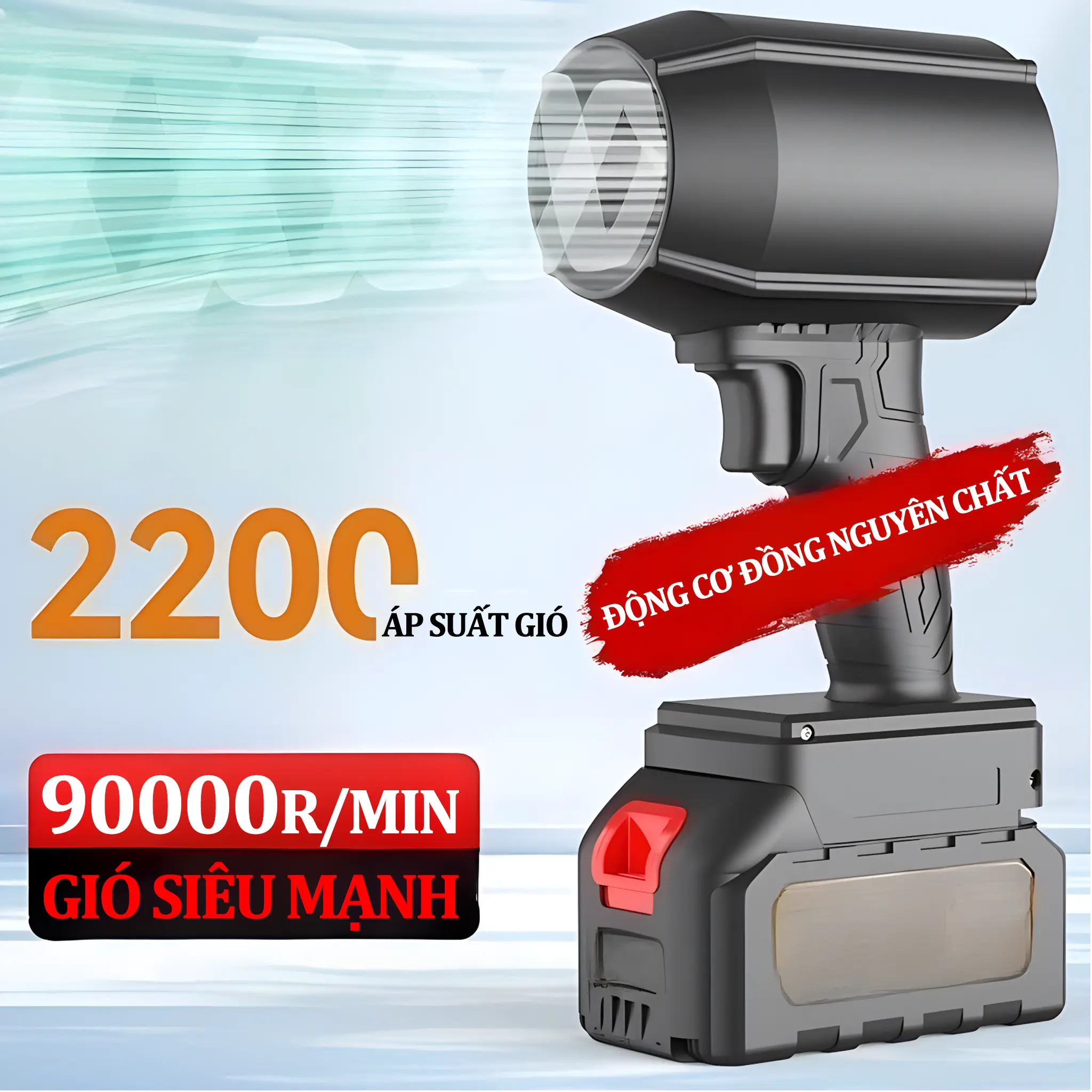 Victool  máy thổi phản lực 50000rpm máy thổi bụi turbo mini, máy thổi gió phản lực turbofan dùng chân pin phổ thông má y