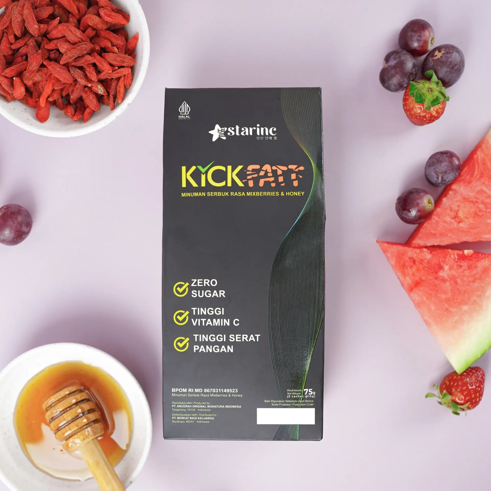 Kickfatt Minuman Serbuk Rasa Mixberries Honey 5 Sachet Starinc