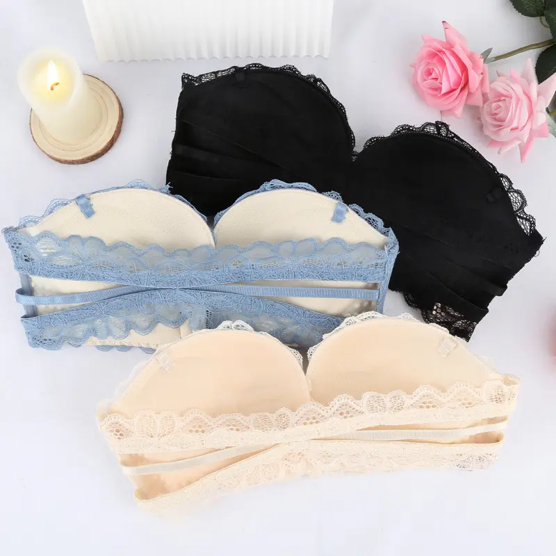 Đồ Lót Nữ, Ren Gợi Cảm, Nút Phía Trước Đôi, Lưng Đẹp, Ngực Nhỏ Dày Dặn, Độn Ngực, Dây Đeo Không Dây, Áo Ngực Không Đường May 4