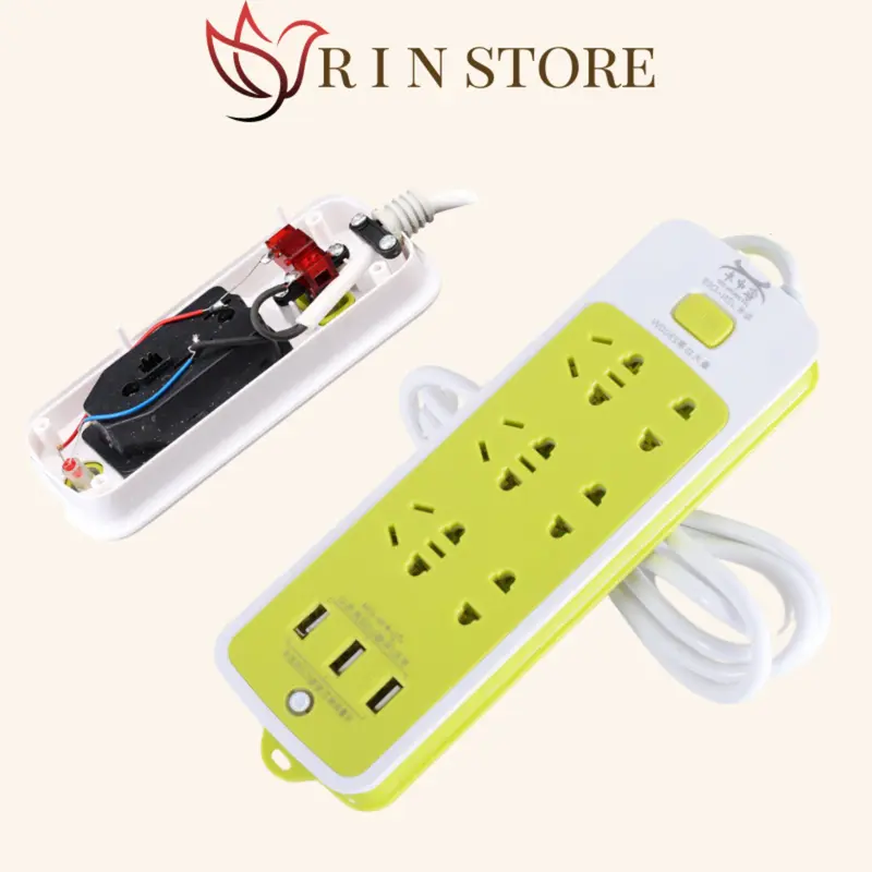 Ổ Cắm Điện Thông Minh Đa Năng Cổng Sạc USB 6 Phích Cắm Chống Giật Tiện Dụng RIN 0