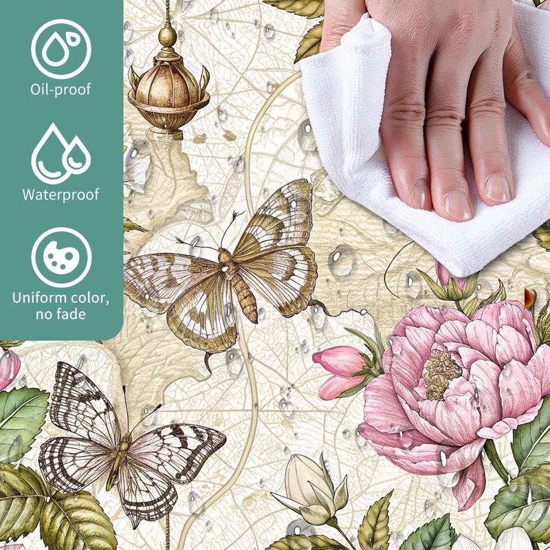 Vintage Floral & Butterfly Pattern Wallpaper, 1 Roll Waterproof Self-Adhesive Removable Paper, Wall Decoration For Home Living Room Bedroom Kitchen, Decorative, Interior 6
