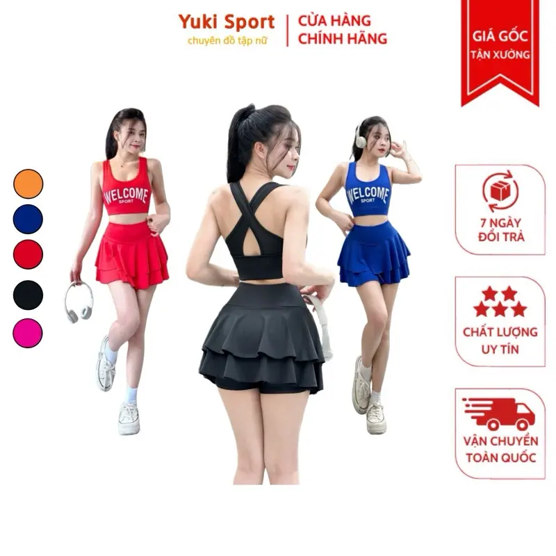Bộ đồ thể thao chân váy tập aerobics zumba