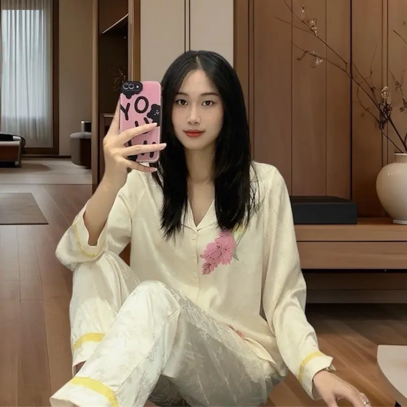 ( KÈM HỘP ) Bộ ngủ pyjama cao cấp với chât liệu lụa tơ vân tre mềm mại - mã bộ gấm vân tre do boxinh