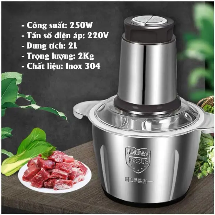 Máy Xay Thịt Inox 2L dành cho mọi nhà mua 1 máy tặng 1 lưỡi kèm theo
