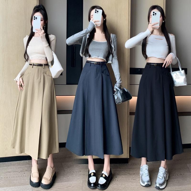 Chân váy xòe dáng dài 80cm phong cách Hàn Quốc basic vải tuyết mưa M188