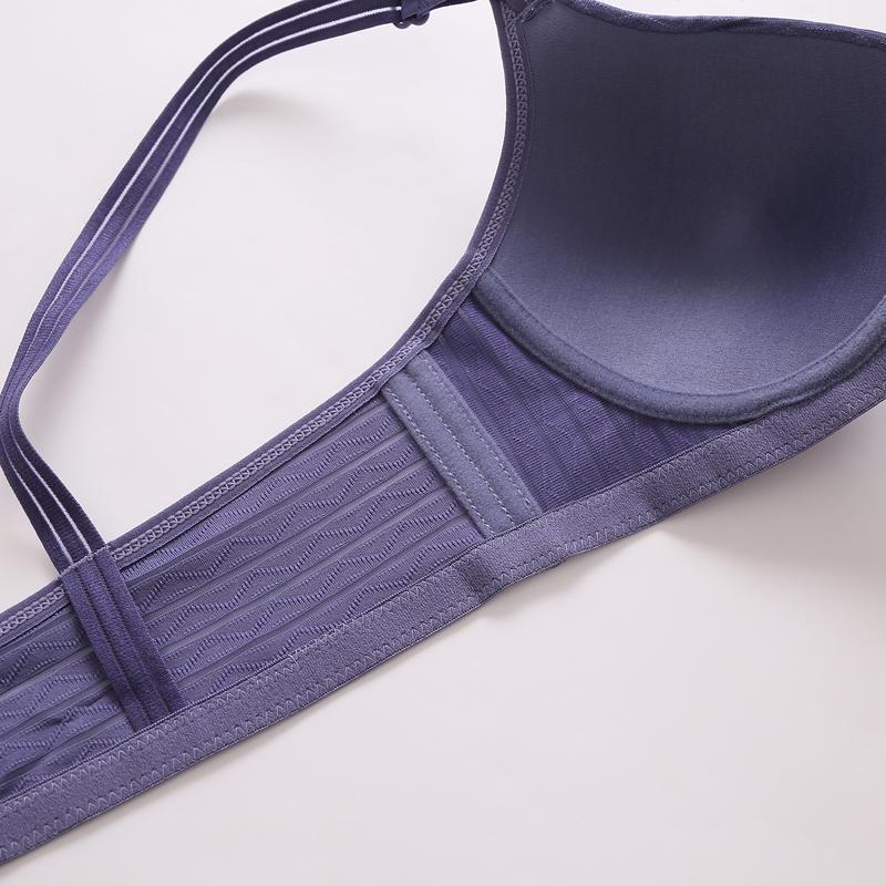 Bra Wanita Push Up With Ukuran Big Size Motif Garis Zig Zag Tanpa Kawat Bahan Elastis 3/4 Coverage Lembut Bh Busa Tipis 160 8
