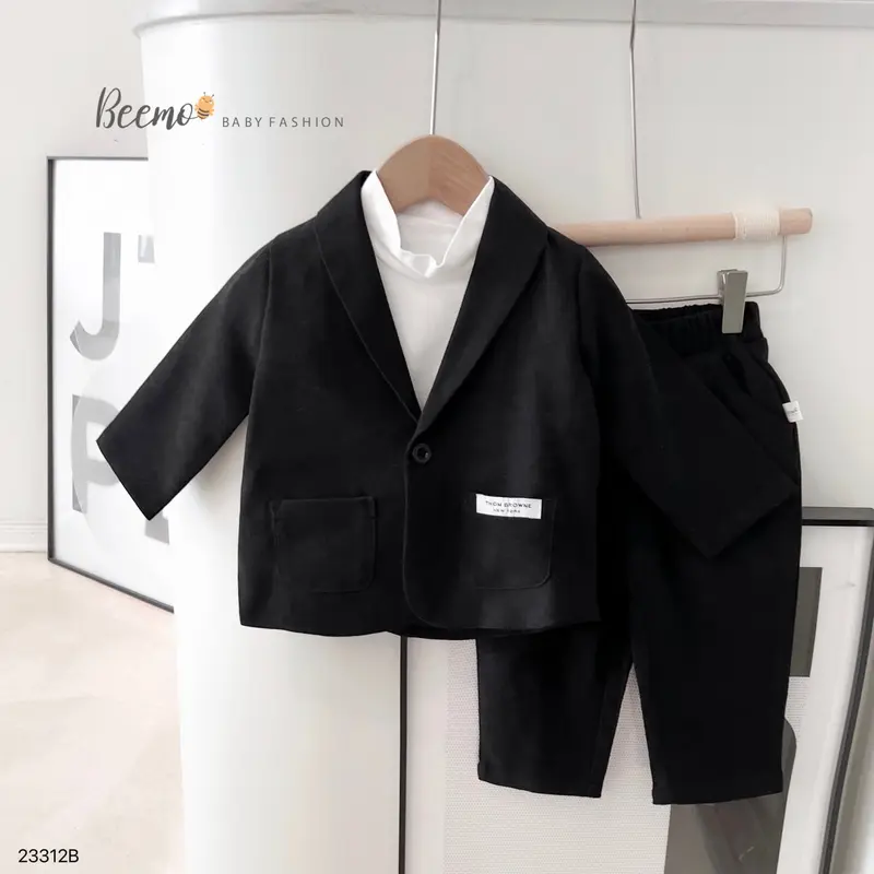 Bộ vest nhung beemo cho bé trai từ 9-24kg,set vest gồm 3 chi tết cho bé đi tiệc,đi học 23312B 1