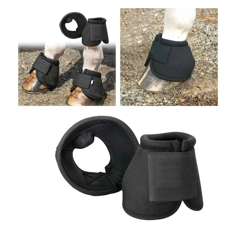 1pair Knee Guard Durable Horse Feet Guards Black Tear Resistant Horse Boots Reusable Oxford Fabric Hoof Wrists Protector Horse Riding Equipments