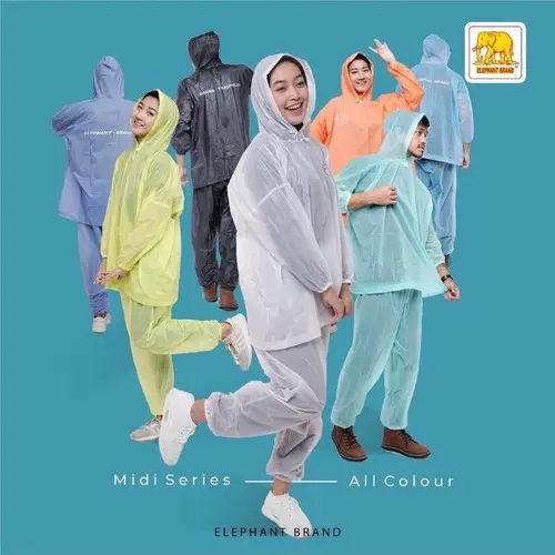 Jas Hujan Dewasa PVC Karet Midi Murah Jumbo Gajah Waterproof PVC