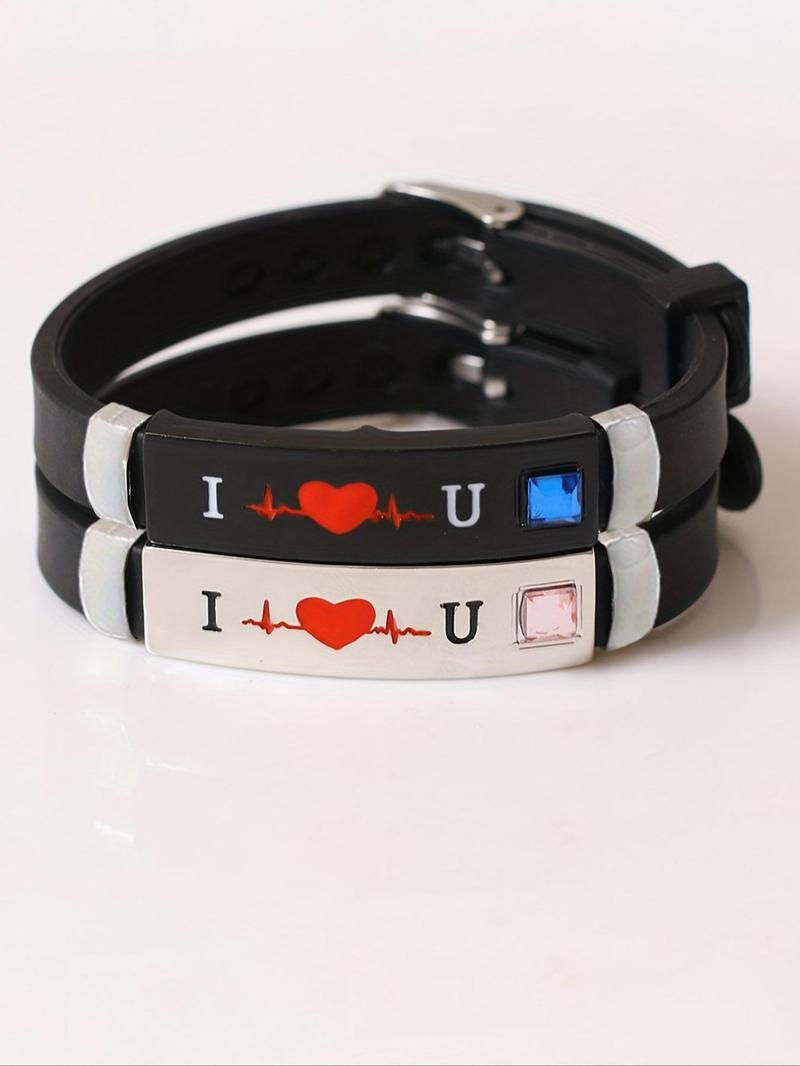Product Introduction of Glow in The Dark Silicone Bracelet, Cute Letter Pattern Luminous Bracelet for Women & Men, Fashion Accessories for Party, Daily Decor 4