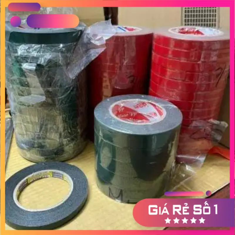 (Giá Sỉ) Băng keo xốp 2 mặt, băng dính xốp xanh đen, đỏ đen SIÊU DÍNH 0
