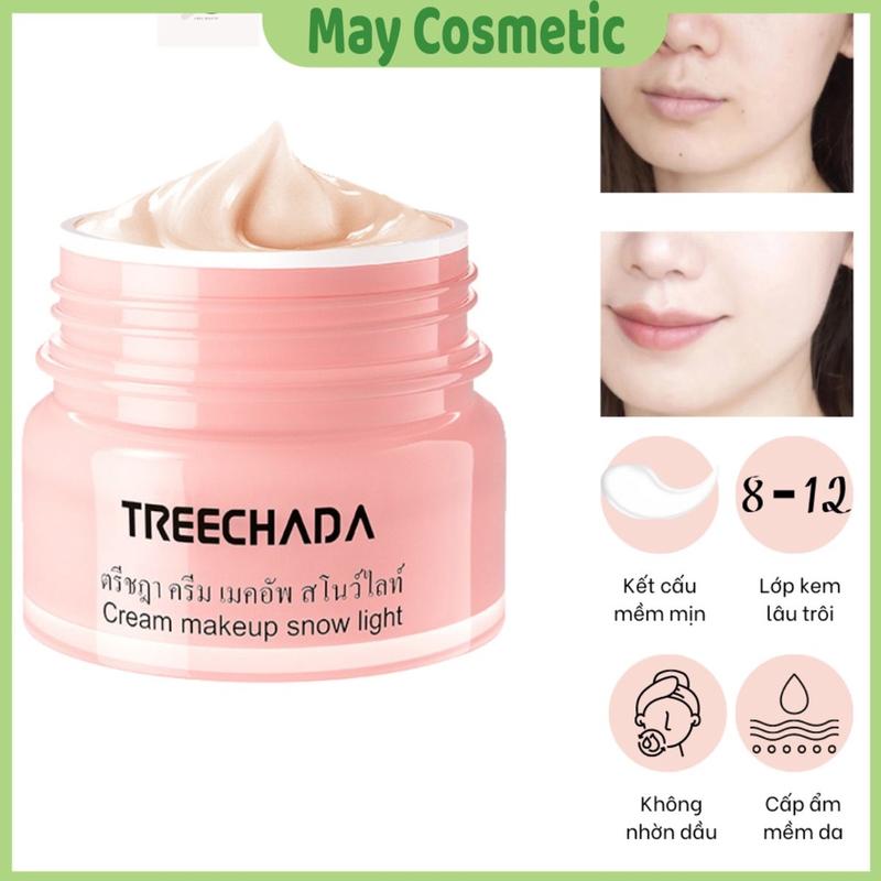 Kem Nền Trang Điểm Thần Thánh TreeChada Cream Makeup Snow Light Thái Lan Tạo Hiệu Ứng Căng Bóng, Cấp Ẩm 50g