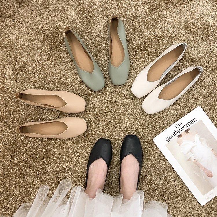 Giày búp bê vintage da mềm Nữ Shoes Giày Bệt Women