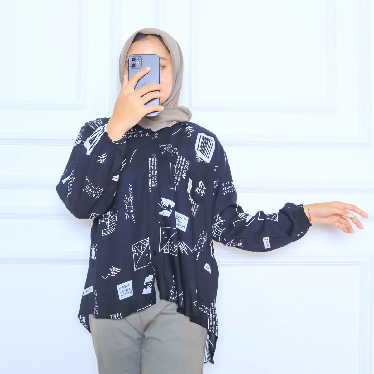 Kemeja wanita oversize rayon premium jumbo Santai Santai Santai