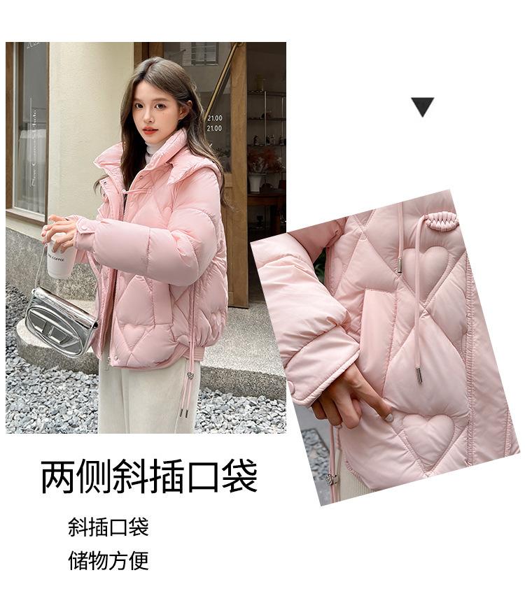 Product Introduction of Fashion Short Cotton-Padded Coat for Women Autumn and Winter New 2024 Korean Style Solid Color with Match Cotton Coat Jacket Thickened Padded Jacket Outer Wear 7