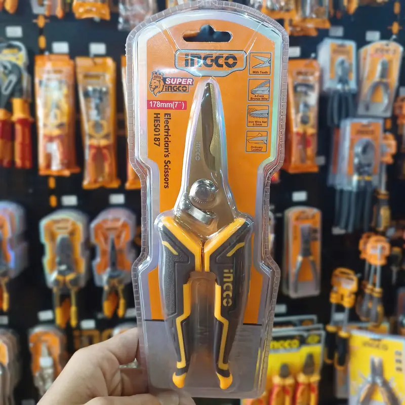 Kéo cắt dây điện đa năng 18cm tay cầm cao su TPR INGCO HES0187 1