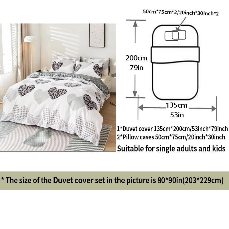 Heart Print Duvet Cover & 2 Counts Pillowcase without Filler, 3 Counts/set Soft Bedding Sets for Bedroom Use, Dust-proof Christmas Decor Bedding for Home, House Decor, Gifts For Men, Christmas Gifts, Christmas Decorations 2