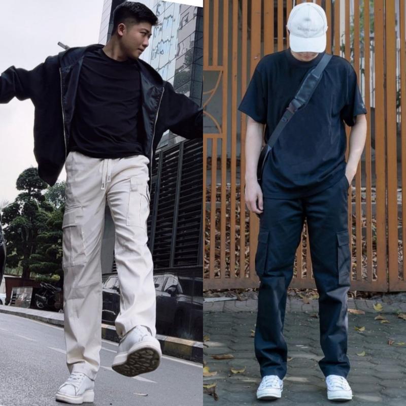 Quần Jogger Nam Túi Hộp Dây Rút Gấu Cạp Chun Vải Kaki Mềm Kiểu Hàn Quốc Quần ống Suông Nam Dáng Dài From thể thao Sport Gym Tập Gym Tập Thể Dục