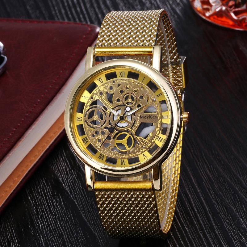 Men Luxury Style Quartz Watch na may Stainless Steel Mesh Strap Mechanical…