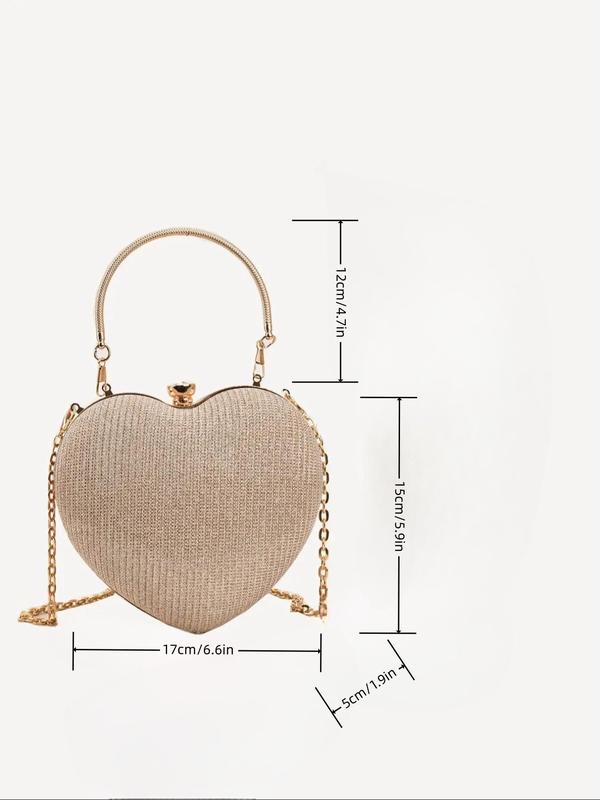 Women's Elegant Heart Shaped Design Evening Bag, Fashion Chain Strap Purse Shoulder Bag for Party, Trendy All-match & Exquisite Bag for Birthday Gift, Valentine's Day, Gift 8