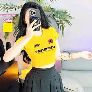 [Thun Thái] Áo Croptop Nữ Dáng Ngắn Ôm Body Thun Thái Form Basic Cổ Tròn Tay Ngắn Mẫu Trơn In Chữ Fast Speed, Áo Croptop Ôm Body Nữ Áo Kiểu Xinh Đẹp In Hình Độc Lạ Đi Biển Đang Hot 2025 Mặc Hè Mặc Nhà Mặc Đi Chơi Thoải Mái