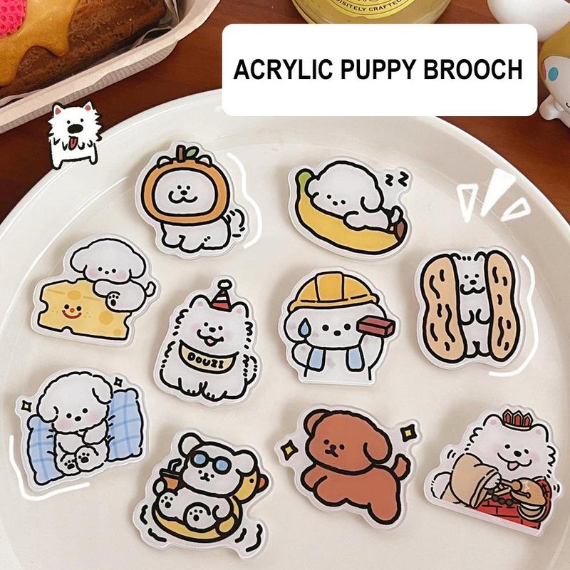 Ins Style Cute Cartoon Acrylic Puppy Brooch Badge Wholesale Clothes Accessories V4L6 W9F5 0