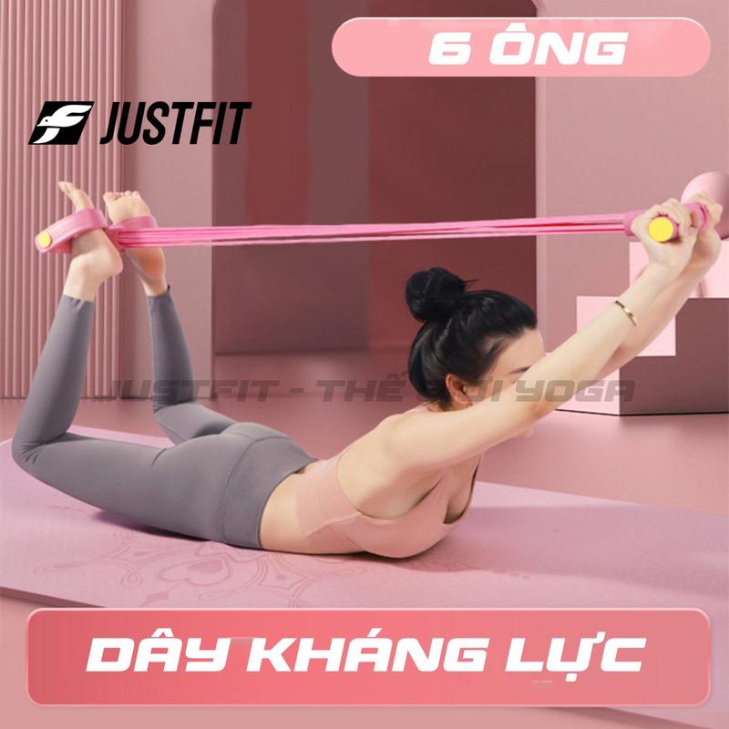 Dây tập bụng JUSTFIT 6 ống [Bản mới 2023 thay thế bản cũ 4 ống], kháng lực đàn hồi tập cơ bụng tại nhà Nam Dây Kháng Lực Cao Su Gym Tập Gym Tập Yoga Tập Chân Tập Cơ Tay
