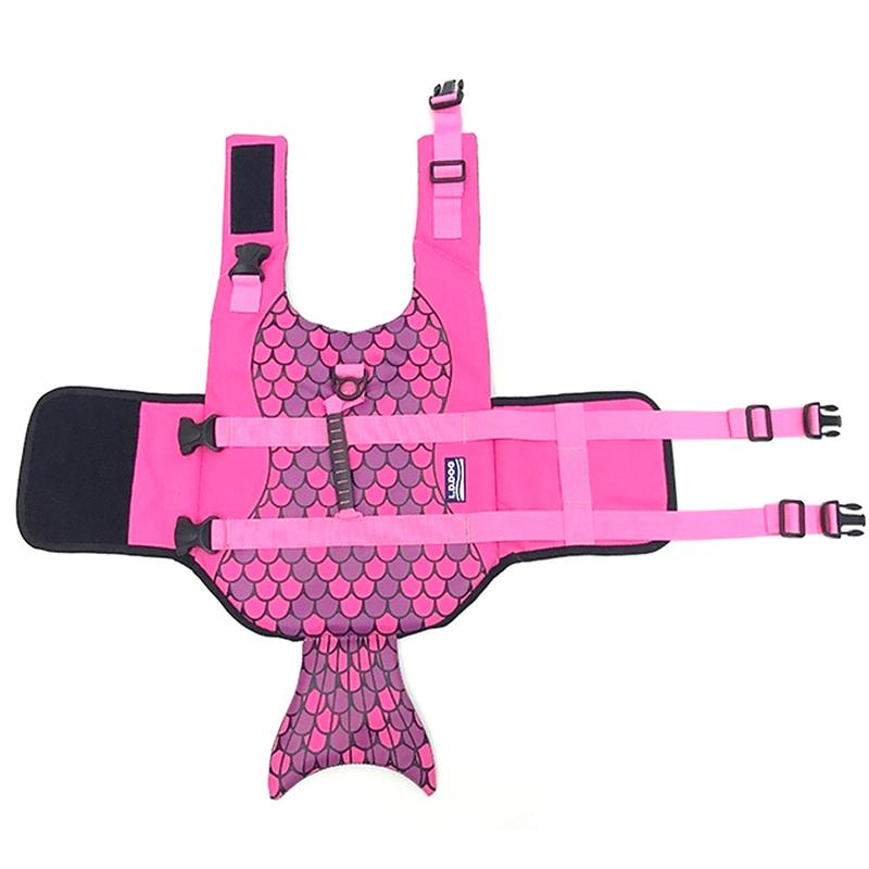 Product Introduction of Pet Dog Life Jacket Safety Clothes Life Vest Collar Harness Saver Pet Dog Swimming Preserver Summer Swimwear Mermaid Shark #316714 40