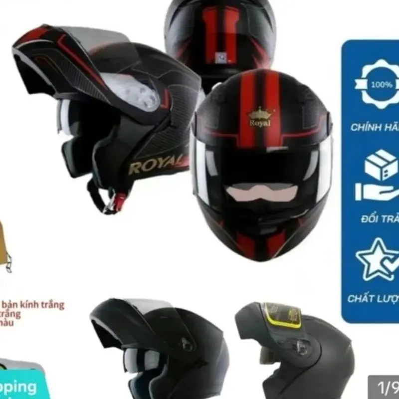 Mũ bảo hiểm Fullface Royal M179 lật hàm 2 kính  đen nhám và vân cacbon (tặng túi đựng mũ và gang tay dài chống nắng)