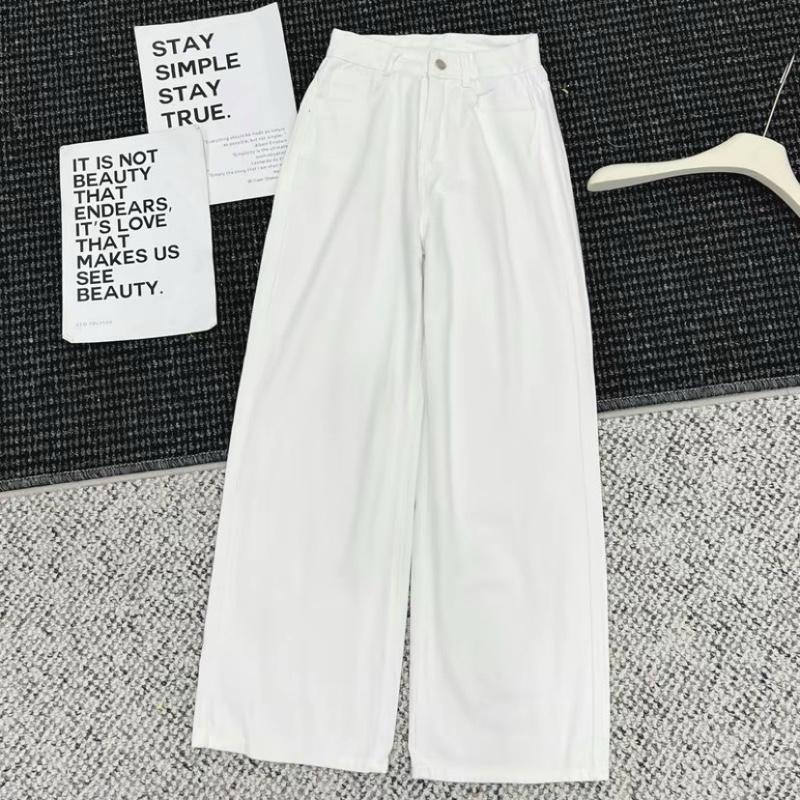 Quần jeans nữ ống suông trơn màu trắng - Qjeantron7448_P0K12 5
